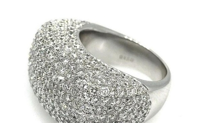 Squared Dome Pave Diamond Ring 5.10 ct TW in 18k White
