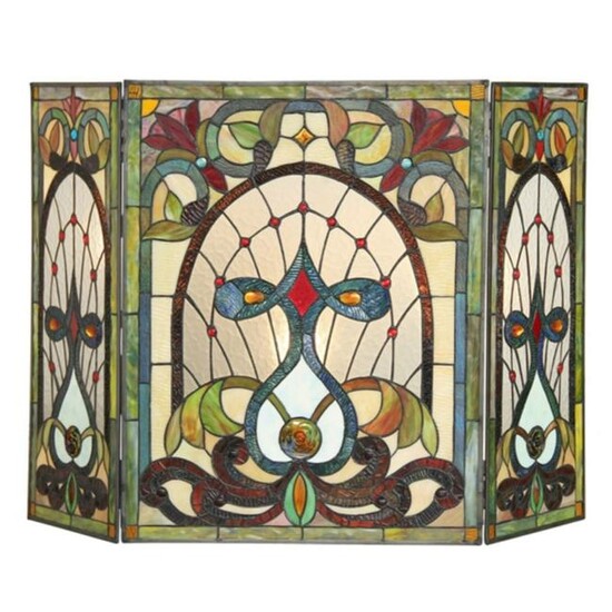 Stained Art Glass Fireplace Screen
