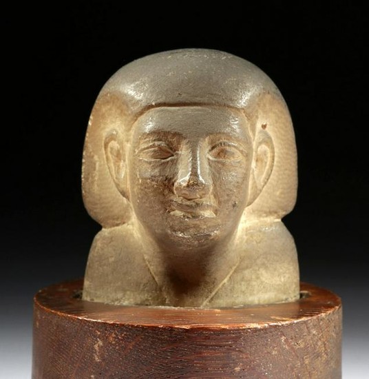 Stunning Egyptian Alabaster Bust of a Regal Figure