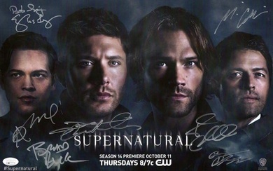 Supernatural Cast Autographed 11X17 Poster 8 Autos Ackles Padalecki Collins