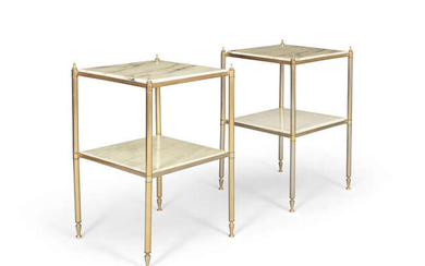 TABLES A pair of two tier brass tables...