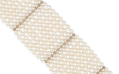 TIFFANY & CO.: A SILVER AND FRESHWATER CULTURED PEARL MULTI-STRAND...