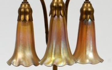 TIFFANY & CO. N.Y. FAVRILE GLASS & BRONZE LAMP