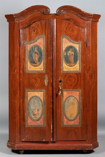 TYROLEAN GRAIN PAINTED AND POLYCHROMED CABINET, 19TH CENTURY