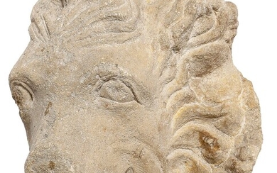 Tête de lion en pierre calcaire sculptée.... - Lot 1 - Drouot Estimations