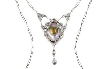 The Kalo Shop pendant necklace pendant: 1 3/4"w x 2 1/8"h; chain: 17 3/8"l