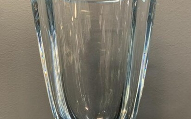 Thick Cut Crystal Footed Vase Signed