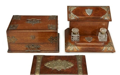 Three Victorian strapwork-mounted boxes, 19th century