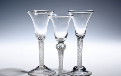 Three wine glasses c.1750-60