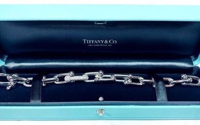 Tiffany & Co Bracelet Large Link Hardware 18k White Gold and VVS Diamonds