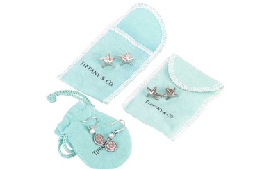 Tiffany & Co. - three pairs of earrings; to include two pairs of starfish stud earrings by Elsa