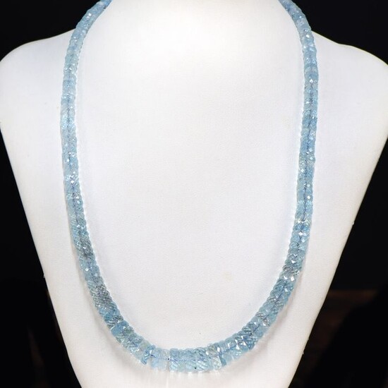 Top Grade Aquamarine necklace - 230×10.5×6 mm - 35 g