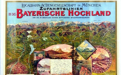 Travel Poster Bavaria Mountains Railway Germany