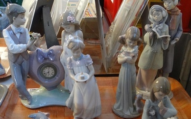 Tray of Spanish porcelain Lladro figures to include: 'Time f...