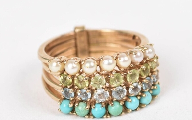 Turquoise, Topaz and Peridot Ring.