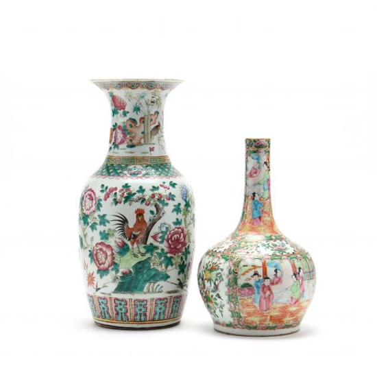 Two Antique Chinese Porcelain Famille Rose Vases