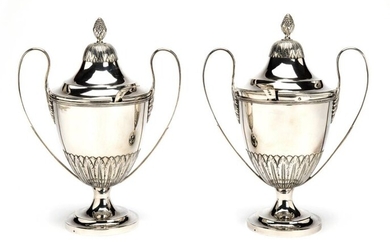 Two Dutch silver chestnut vases, including two spoons