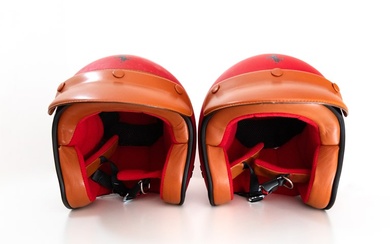 Two Ferrari 550 Barchetta Helmets with Bags