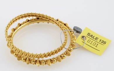Two Gold Rigid Bracelets, 22K 21 dwt.