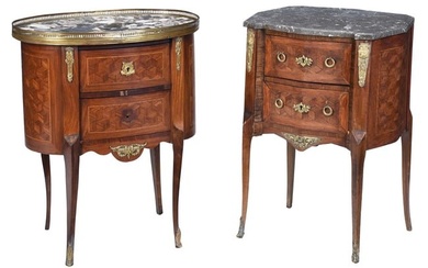 Two Louis XVI Style Bronze Mounted and Marquetry Work Tables