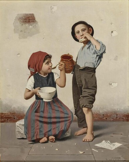 Two children eating - The broken bowl