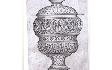 Two engravings ~Design for a Goblet with Round Medallions~ and ~Design for a Double Goblet, with two Putti~, dated 1530 and 1531, by Hans Sebald Beham, (1500-1550), mounted in card folders, with a Brand Inglis Ltd label, 9, Halkin Arcade, Motcombe...