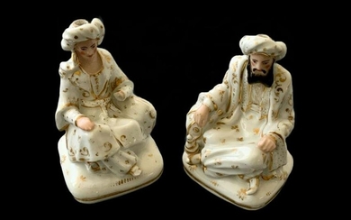 Two porcelain Sultan and Sultana container models