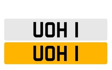 UOH 1 - UK VEHICLE REGISTRATION NUMBER, held on DVLA V778 Re...