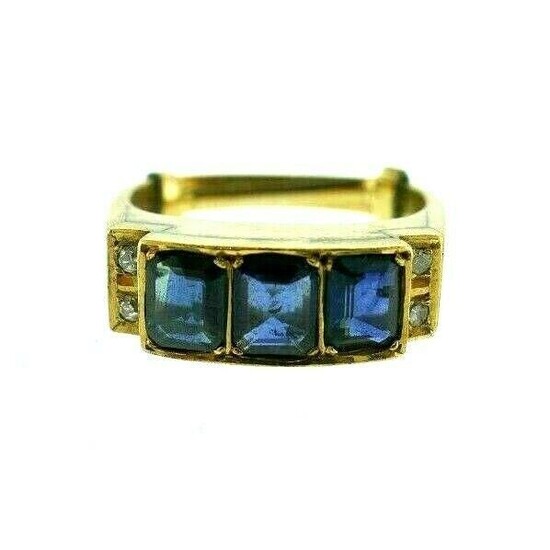 VINTAGE 14k Rose Gold, Diamond & Sapphire Ring