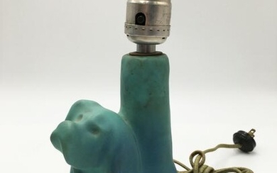 Van Briggle Dog Lamp with Original Shade.