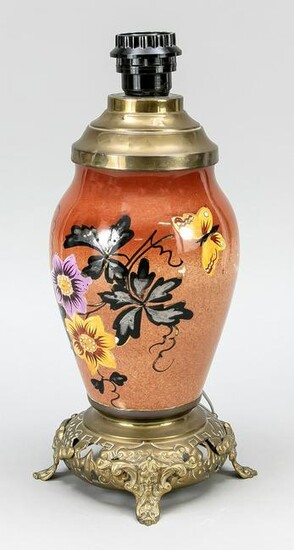 Vase lamp, 19th/20th c. Ceramic v