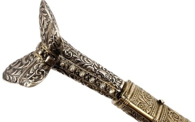 Very Fine Large 18th-19th C. Ottoman Greek YATAGAN Sword with Highly Ornate Silver & Gilt Mounts.