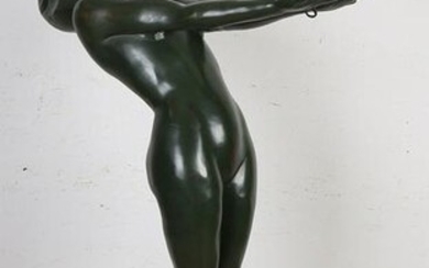 Very large bronze Art Deco style floor lamp. Naked