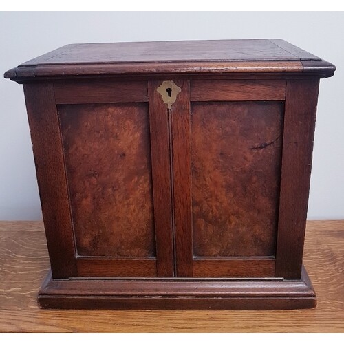 Victorian Oak Campaign Stationery Box with fall front, divid...