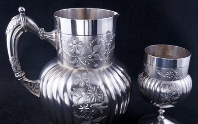 Victorian Silverplate Pitcher and Goblet Webster & Son