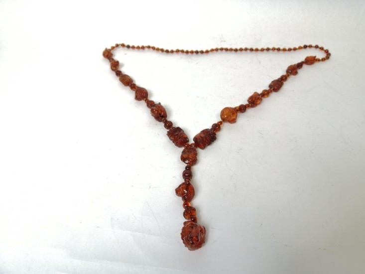 Victorian carved amber necklet.