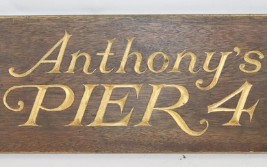 Vintage Anthony's Pier 4 Carved Sign