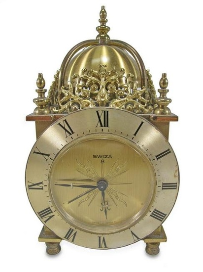 Vintage Brass Swiza 8 Day Travel Alarm Clock