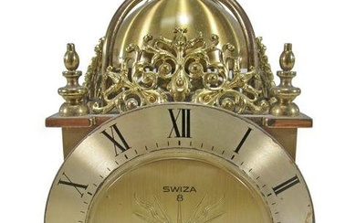 Vintage Brass Swiza 8 Day Travel Alarm Clock