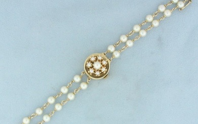 Vintage Honora Akoya Cultured Pearl Concealed Watch in 14k Yellow Gold