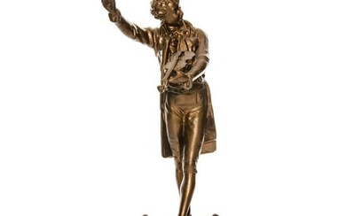 Vintage Statue Bronze of Violin Player