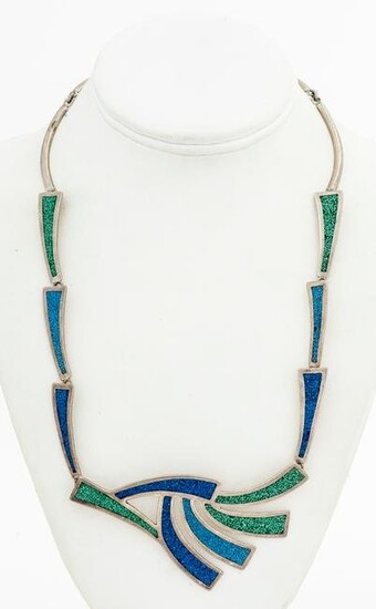 Vintage Taxco Silver Turquoise & Lapis Necklace