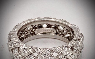 Vintage Tiffany & Co Vannerie Platinum Diamond Wedding