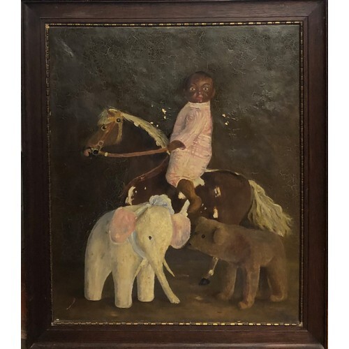 WHR, A LATE 19TH/EARLY 20TH CENTURY OIL ON CANVAS, nursery s...