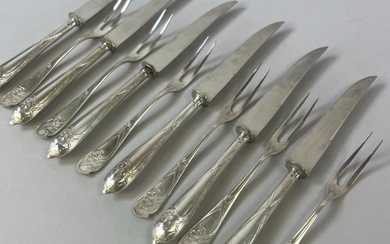 WMF - Cutlery set (12) - Art Nouveau - Silver plate Fruit cutlery with Cherry decoration - (6 persons) - Silverplate