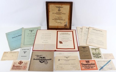 WWII GERMAN DOCUMENT COLLECTION MEDALS AUSWEISS