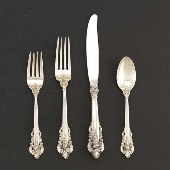 Wallace Sterling Silver Extended Service for Twelve, "Grand Baroque" Pattern