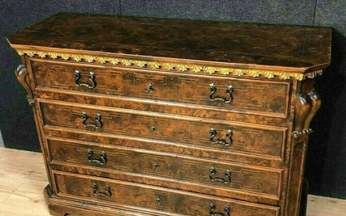 Walnut, marquetry and gilded wood dresser - Renaissance Style - Wood - Circa 1900