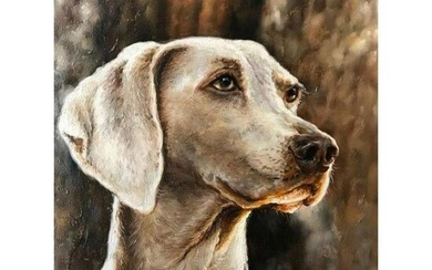 Weimaraner, Hunting Dog Oil Painting