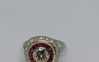 White gold , Diamond and ruby ring